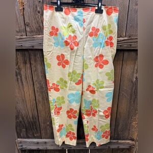 Willi Smith Floral Capris - Cream, Red, Green, Blue